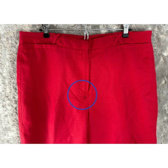Larry Levine Sport Size 12 Cropped Linen Blend Flat Front Pants Red Zip - Picture 2 of 13